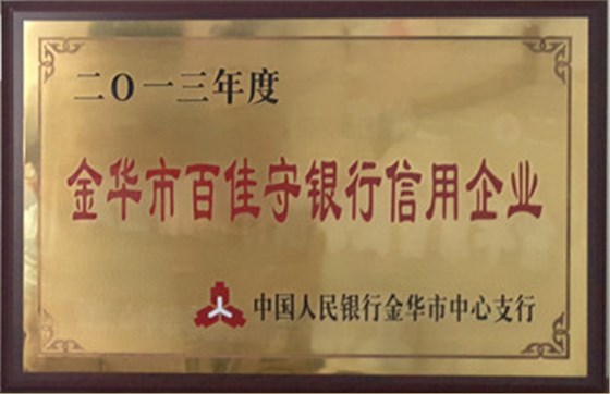 尔友针织-2013百佳守银行信用企业