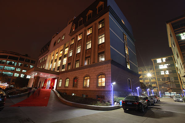 气派办公楼背景正面夜景2