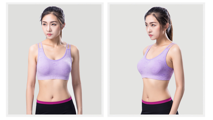 尔友针织加工生产的无缝女士内衣,女士文胸采用精美提花图案，双肩带设计舒适时尚。