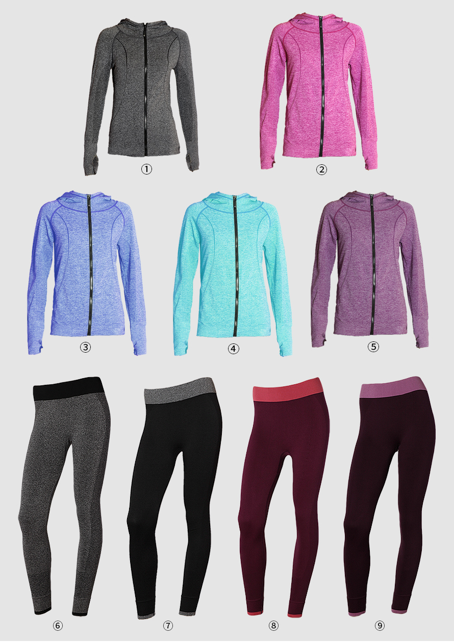 批发瑜伽运动服套装就到义乌尔友针织，梵雪儿系列瑜伽运动服套装M-8外套+M-1裤子运动套装多种款式多种颜色供您选择。