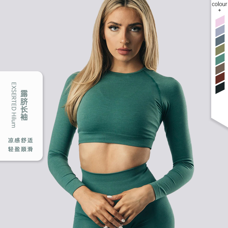 欧美长袖运动上衣夏季薄款大码紧身显瘦外穿健身跑步速干瑜伽服女 欧美长袖运动上衣夏季薄款大码紧身显瘦外穿健身跑步速干瑜伽服女